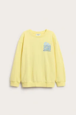 Sweatshirt med tryck fram och bak