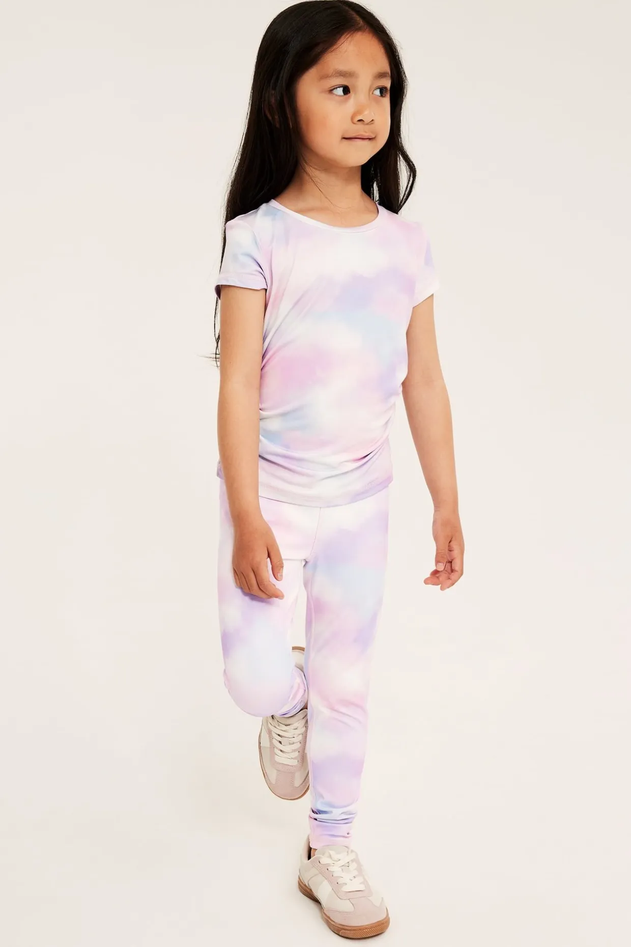 Tie dye-mönstrade träningsleggings i stretchig jersey
