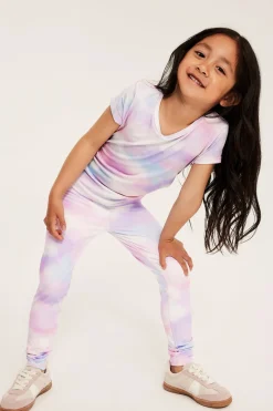 Tie dye-mönstrade träningsleggings i stretchig jersey