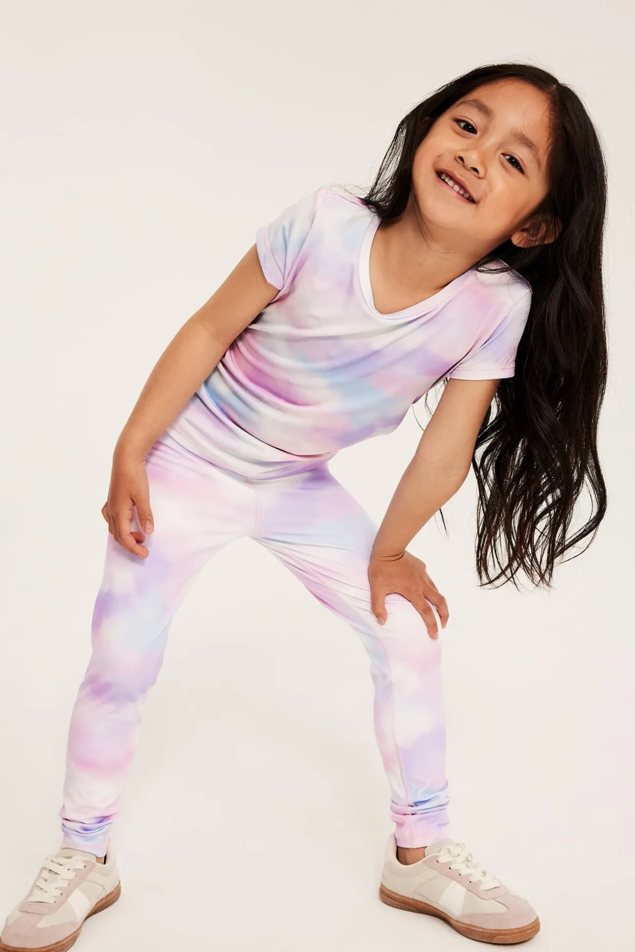 Tie dye-mönstrade träningsleggings i stretchig jersey