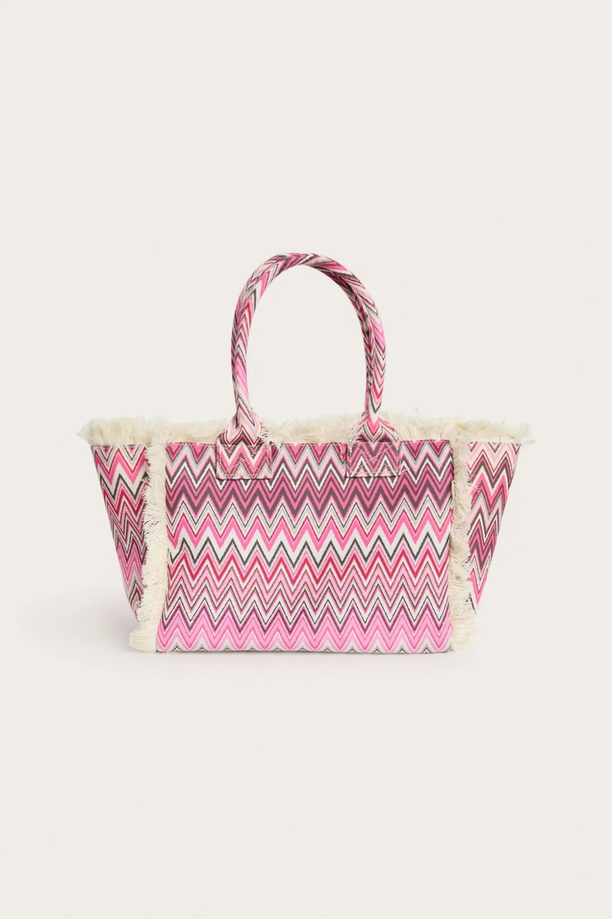 Totebag i tyg med fransar