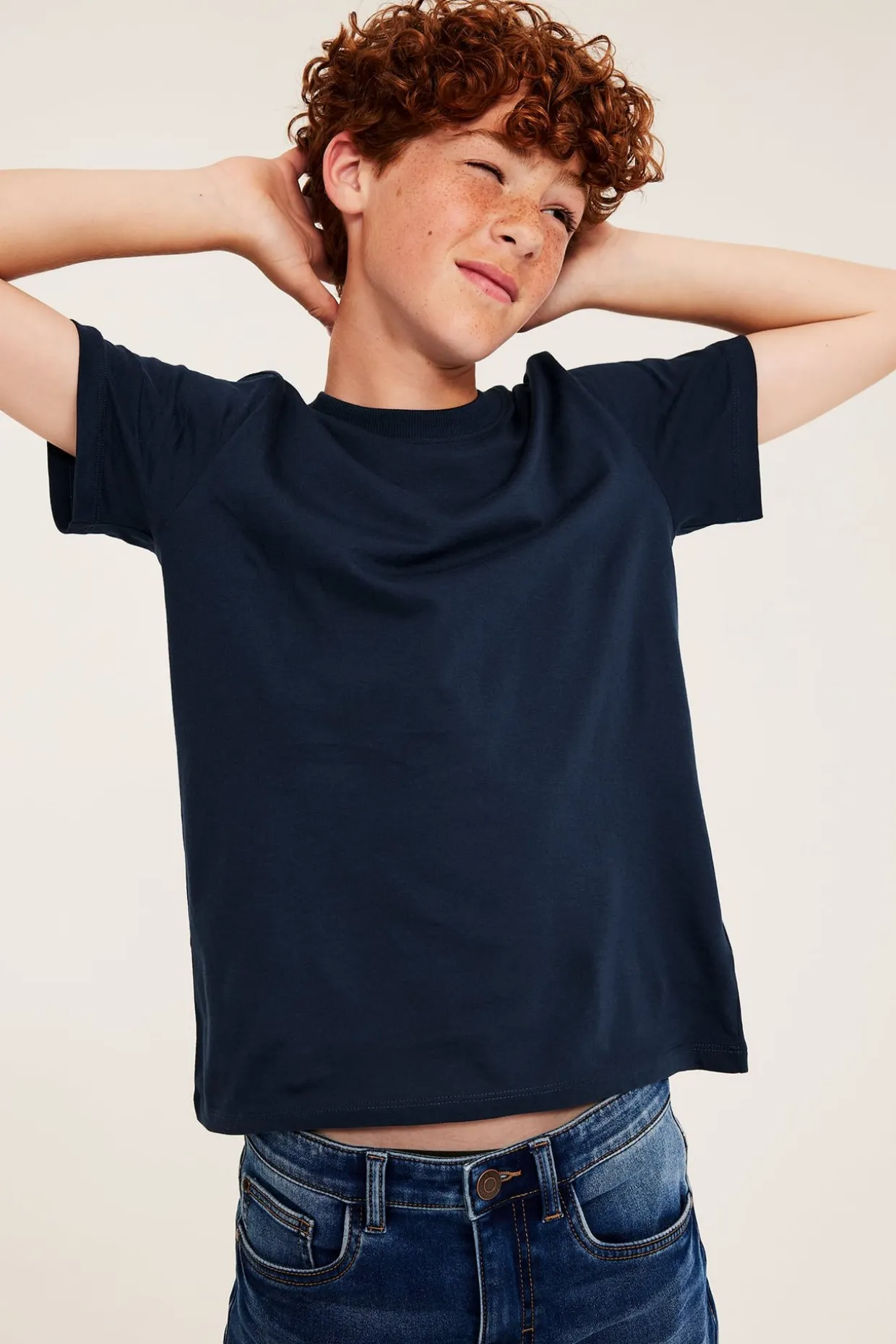 T-shirt i bomullstrikå med kort ärm