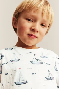 T-shirt i slubtrikå med segelbåtar