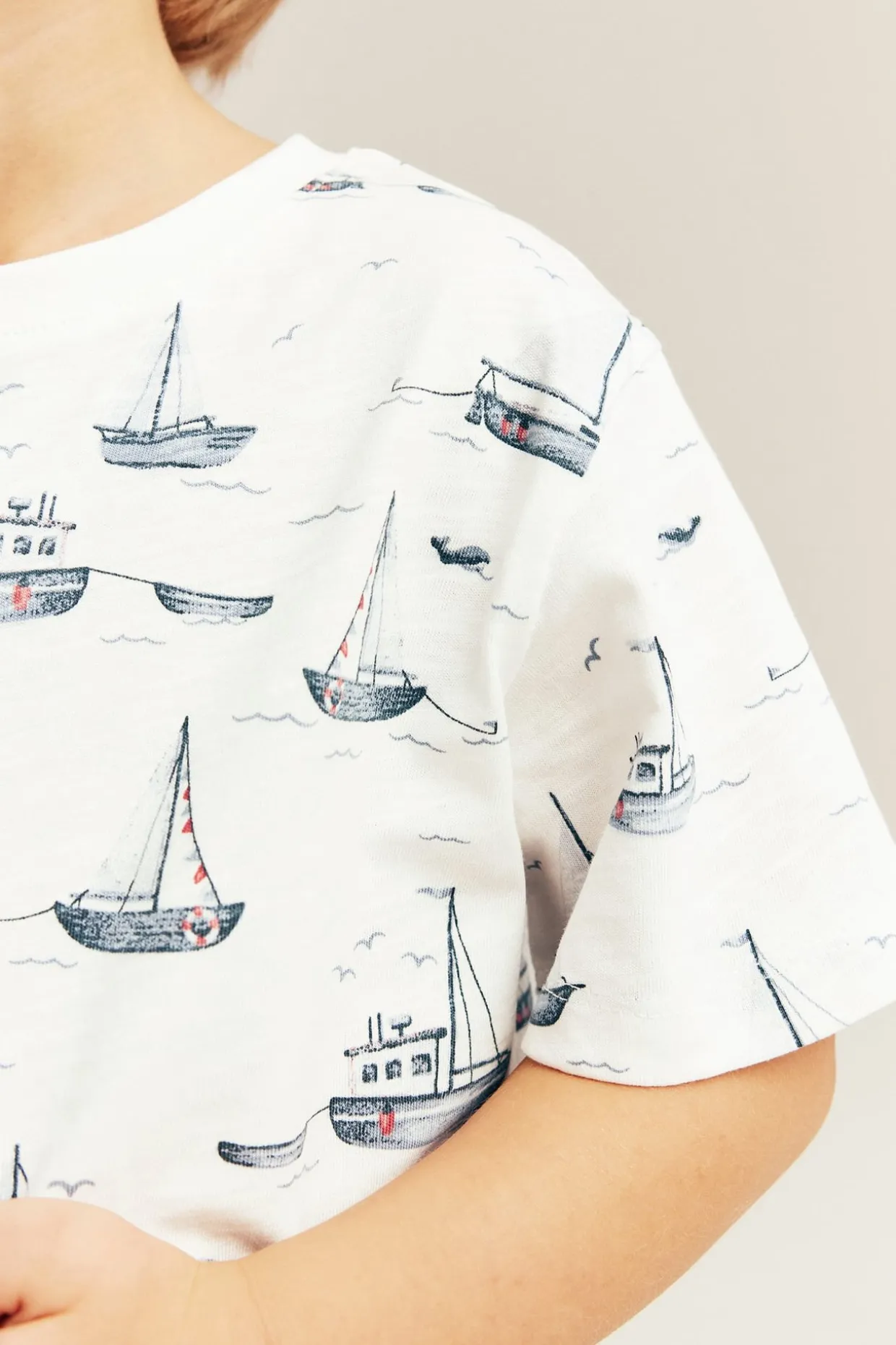 T-shirt i slubtrikå med segelbåtar