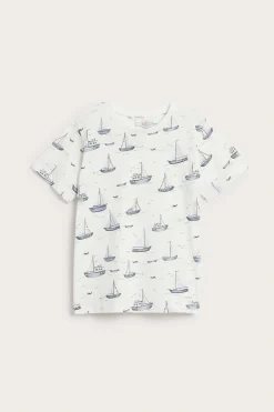 T-shirt i slubtrikå med segelbåtar