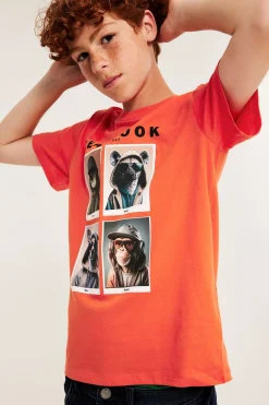T-shirt med djurtryck i bomullstrikå