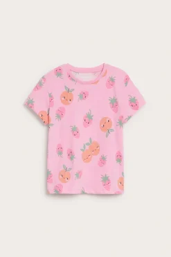 T-shirt med jordgubbar och persikor