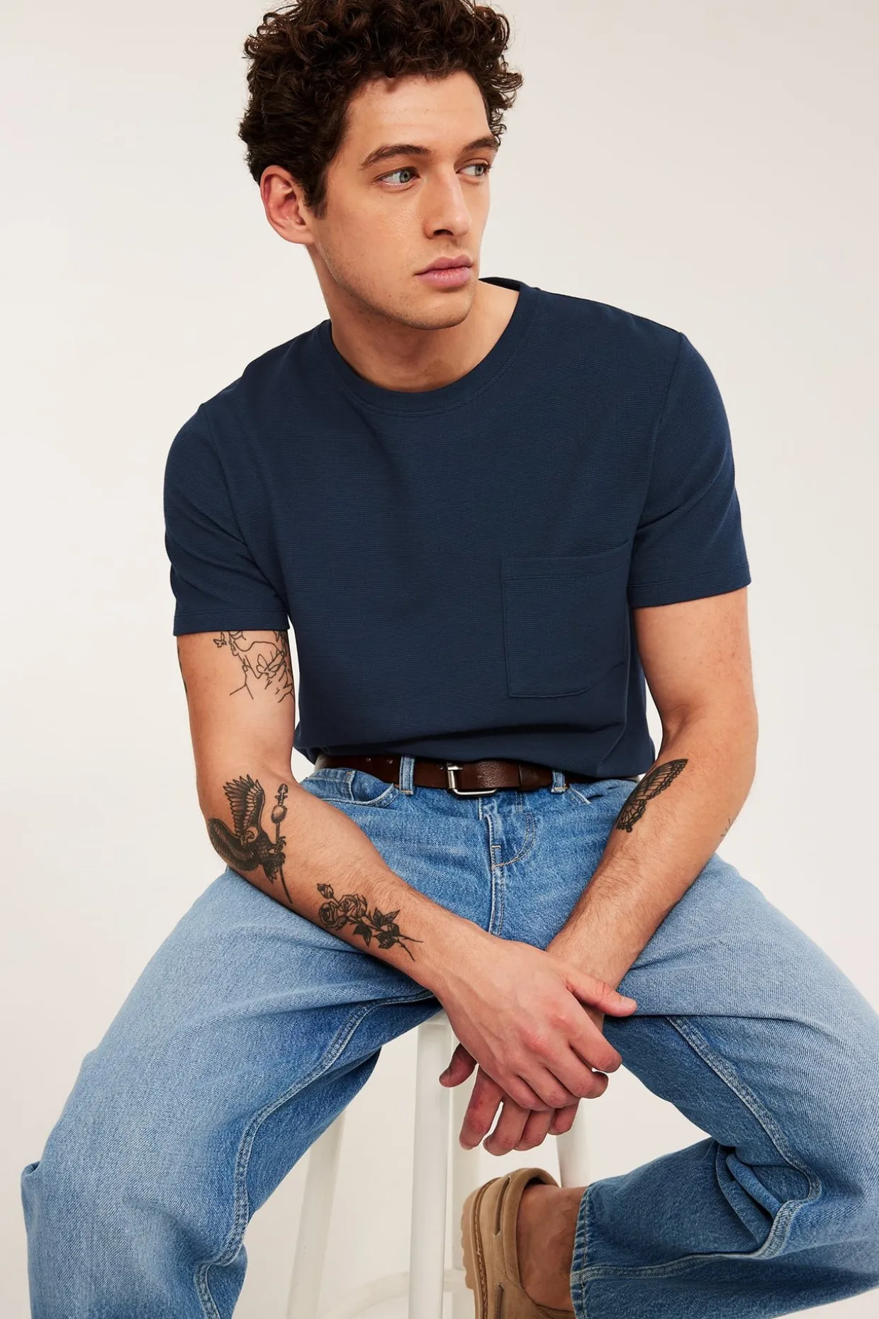 T-shirt med strukturmönster regular fit