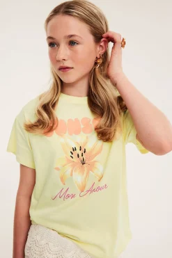 T-shirt med text- och blomsterprint