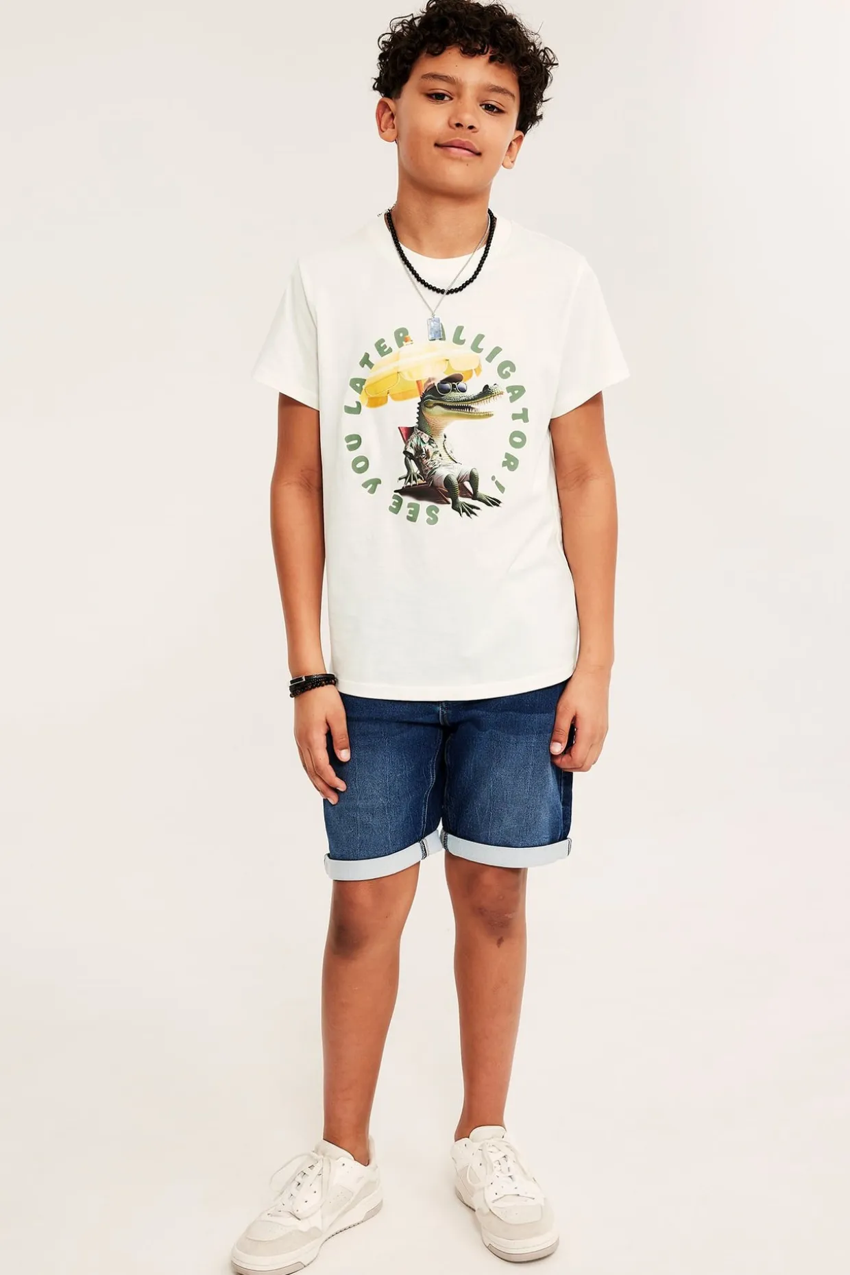 T-shirt med tryck i bomullstrikå