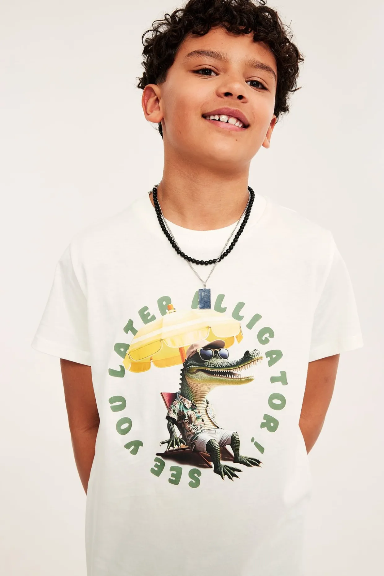 T-shirt med tryck i bomullstrikå