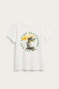 T-shirt med tryck i bomullstrikå