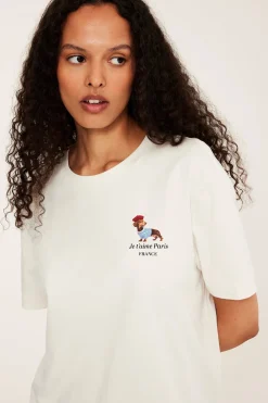T-shirt med tryck "Je t'aime Paris"
