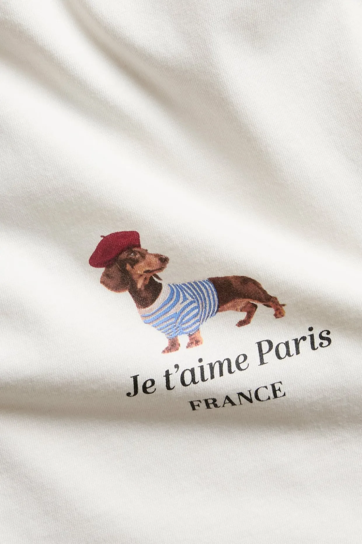 T-shirt med tryck "Je t'aime Paris"