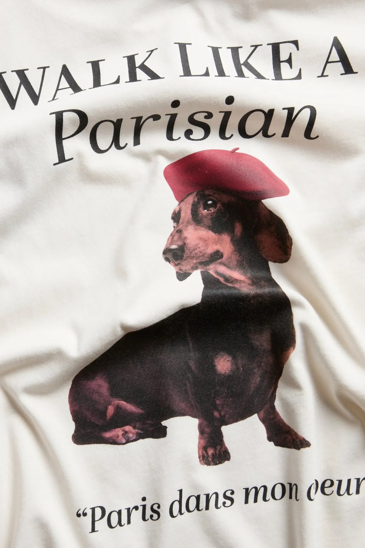 T-shirt med tryck "Je t'aime Paris"