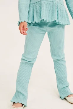 Utsvängda leggings i ribbad trikå