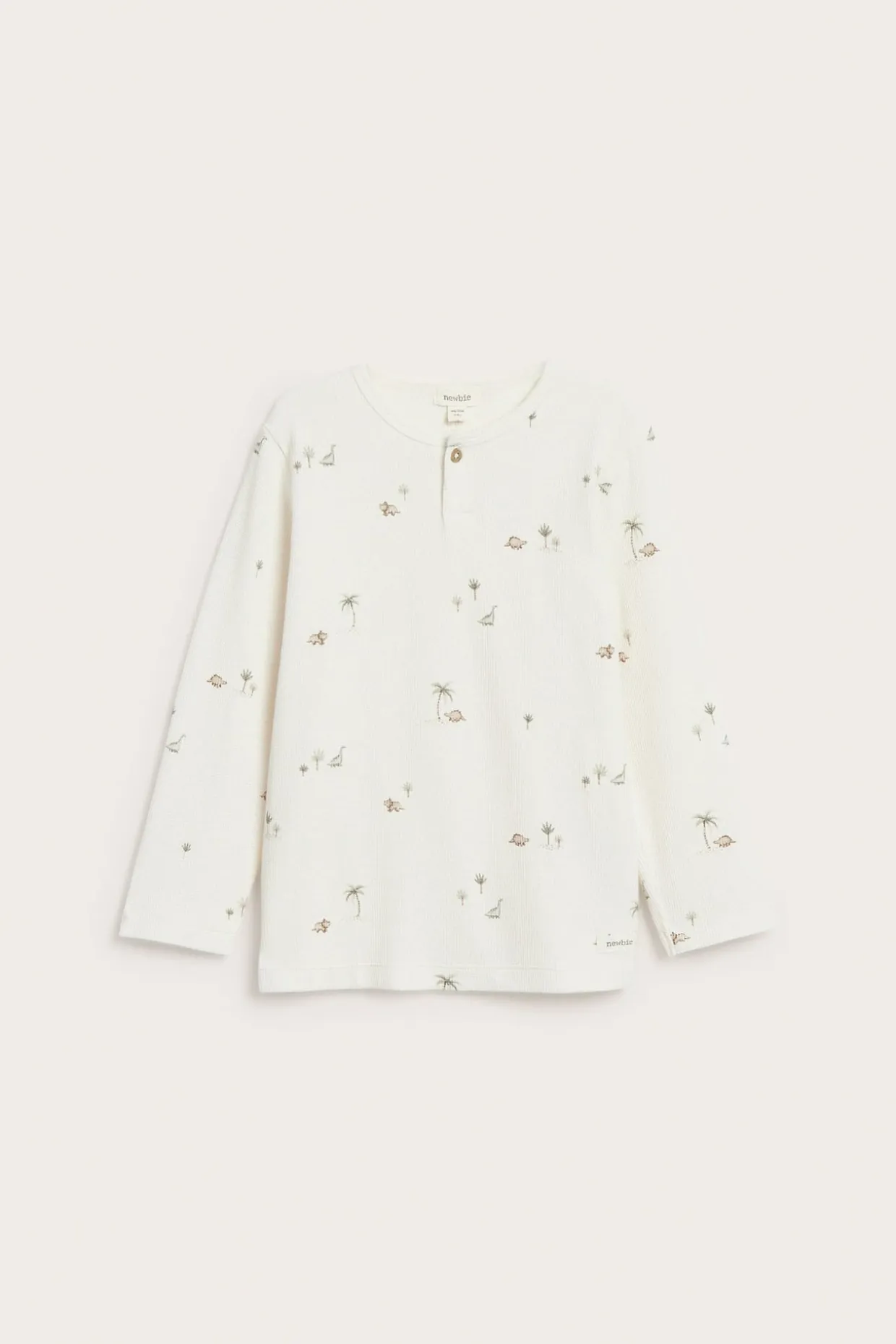 Våfflad långärmad t‑shirt