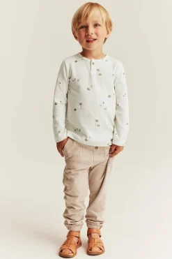 Våfflad långärmad t‑shirt