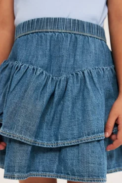 Volangkjol i denim