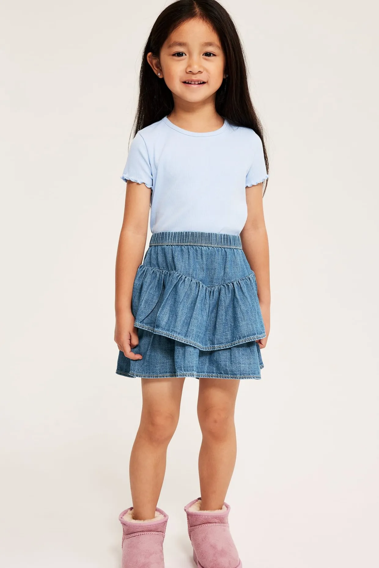 Volangkjol i denim