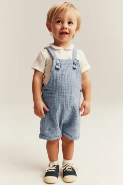 Vävda hängselshorts i muslin