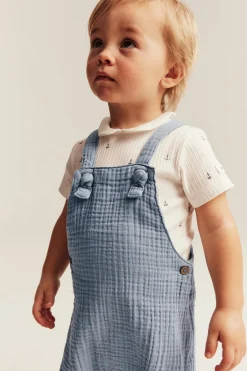 Vävda hängselshorts i muslin