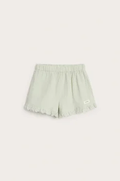 Vävda shorts med volang
