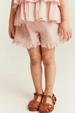 Vävda shorts med volang