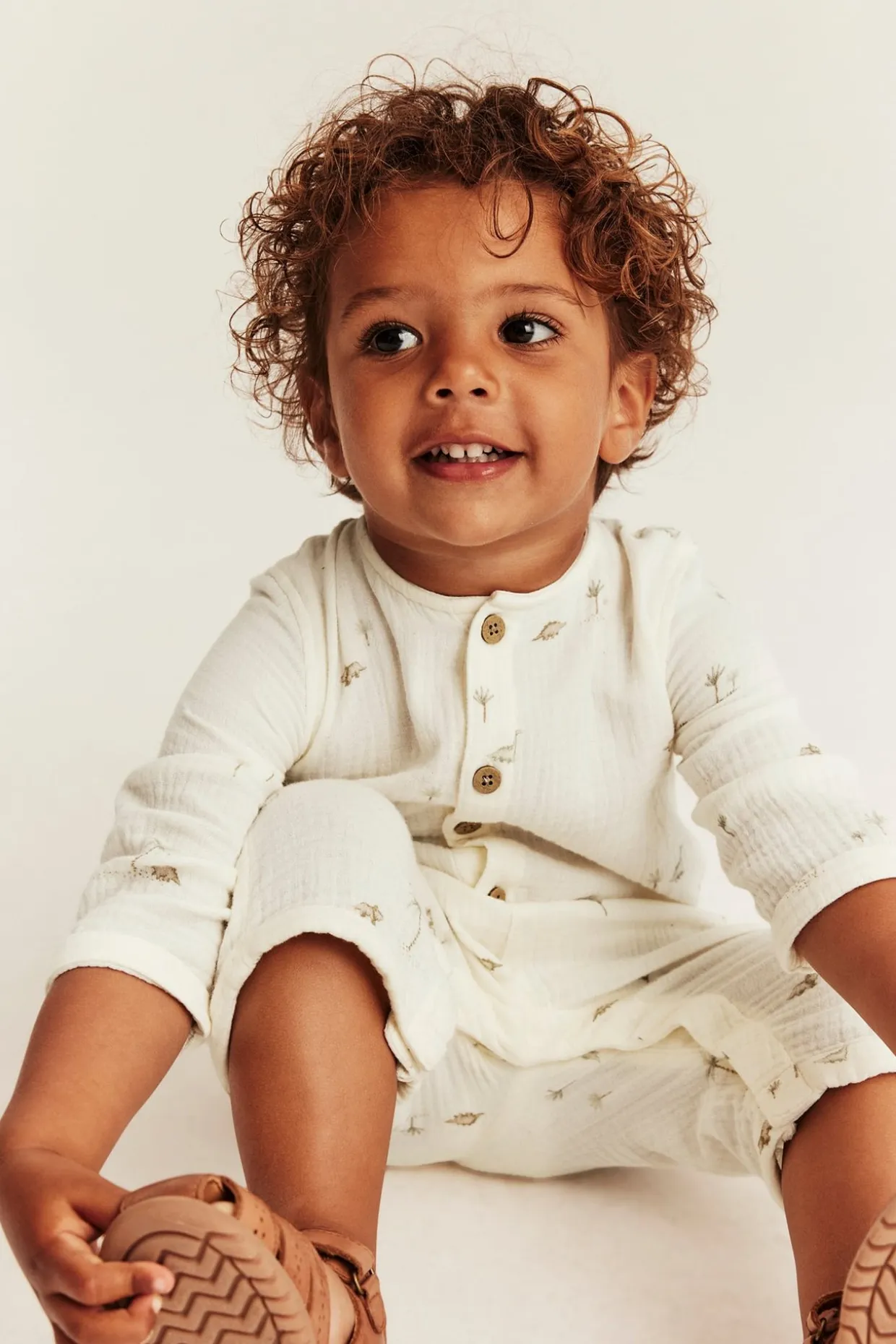 Vävd jumpsuit i muslin